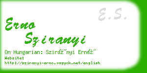 erno sziranyi business card